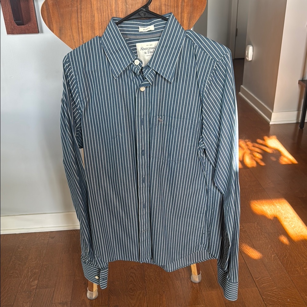 Abercrombie & Fitch Men's Blue Striped Shirt
